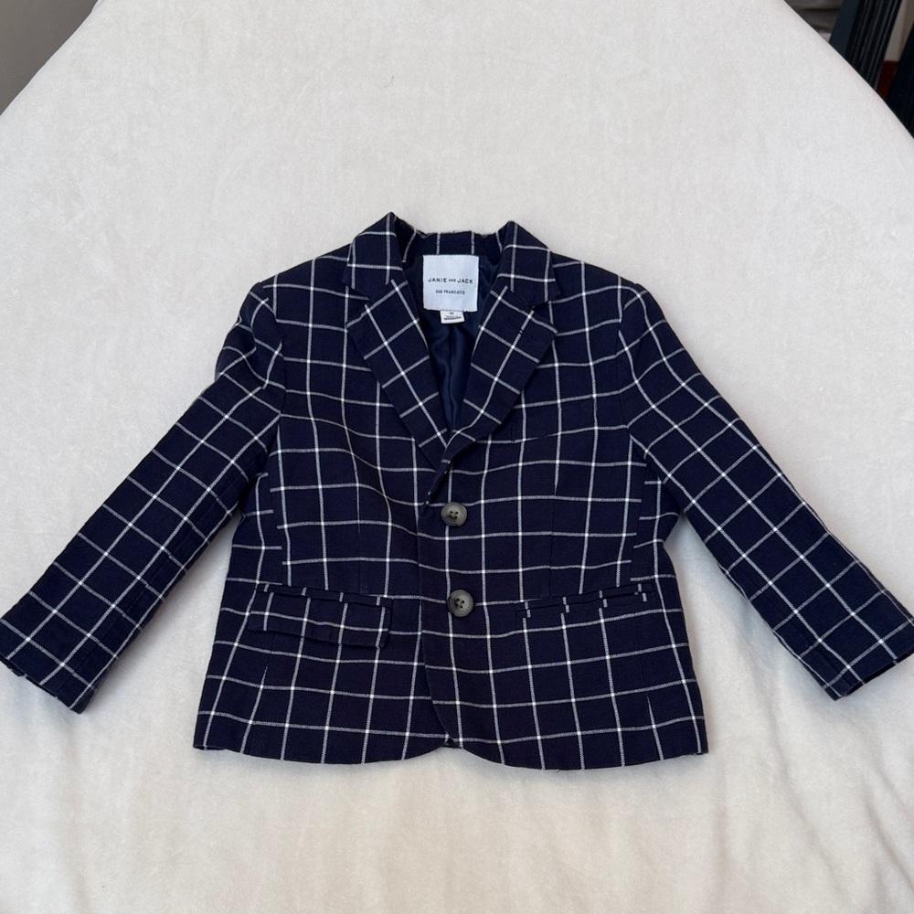 Toddler Boys Blazer Jacket - Navy & White